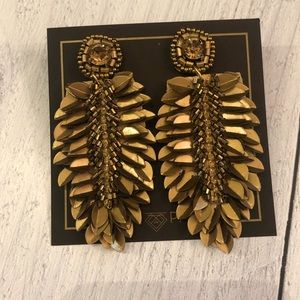 NWOT Anthropologie Beaded Feather Earrings